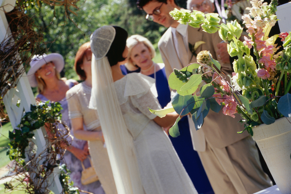 Jewish wedding ceremony in garden
